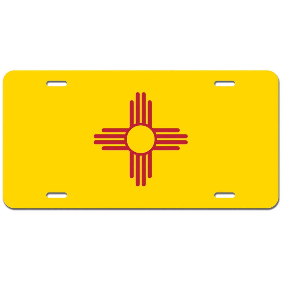 New Mexico State Flag Novelty Metal Vanity License Tag Plate