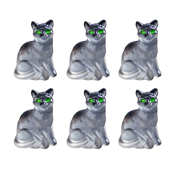 Ruanlalo 6Pcs Mini Resin Cats Glow-in-the-Dark Transparent Kitten Ornaments Miniature Cat Figurines for Fairy Garden Decor Micro Landscapes Crafts