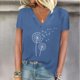 thumbnail image 3 of Camisetas de Manga Corta para las Mujeres, Impresión de Cuello en V Camiseta Casual Top Hecho de 95% Poliéster 5% Spandex para el Uso Diario de Primavera Verano, Camisetas para las Mujeres Casual, 3 of 4