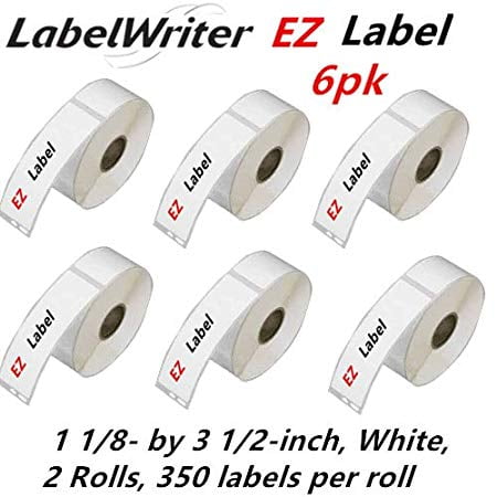 6 Rouleaux EZLabel Dymo Compatibles 30252 LabelWriter Étiquettes d'Adresse Blanches Autocollantes, 1-1/8 Pouces x 3-1/2 Pouces, 350 Étiquettes/rouleau