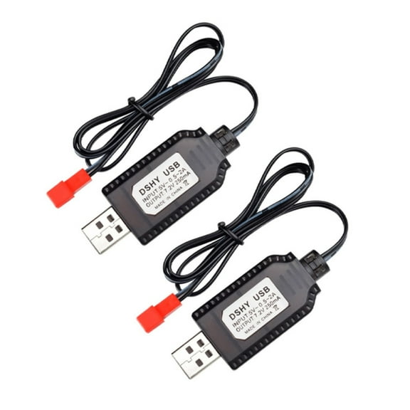 tegongse 2Pack 7.2V USB Charger Cable with JST/SM2.0 2P Connectors Plug Replacement for 7.2V NiCd NiMh Battery