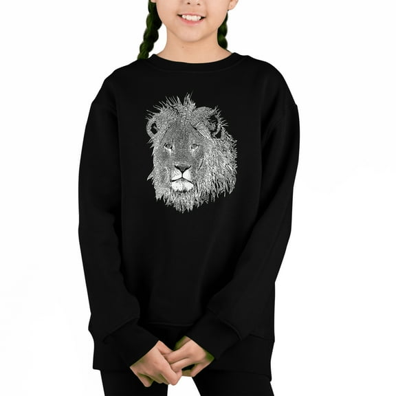 Lion - Girl's Word Art Crewneck Sweatshirt