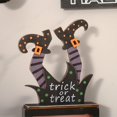 thumbnail image 2 of 5 piezas de decoraciones de madera de Halloween, centro de mesa de Halloween, decoración artesanal que incluye decoración de bruja/fantasma/zapatos para el hogar, interior, vacaciones, suministro, 2 of 5