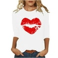 thumbnail image 2 of ALLLIST Womens Tops White Holiday Crew Neck T-Shirts Graphic Fashion 3/4 Sleeve Shirts Women's Clothing, 2 of 4