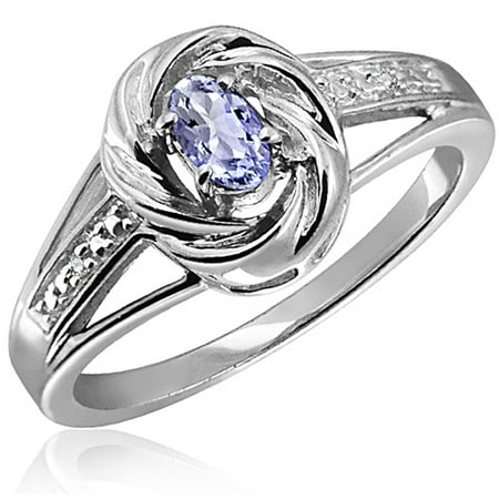 JewelersClub 0.24 Carat Tanzanite Gemstone and Accent White Diamond Ring