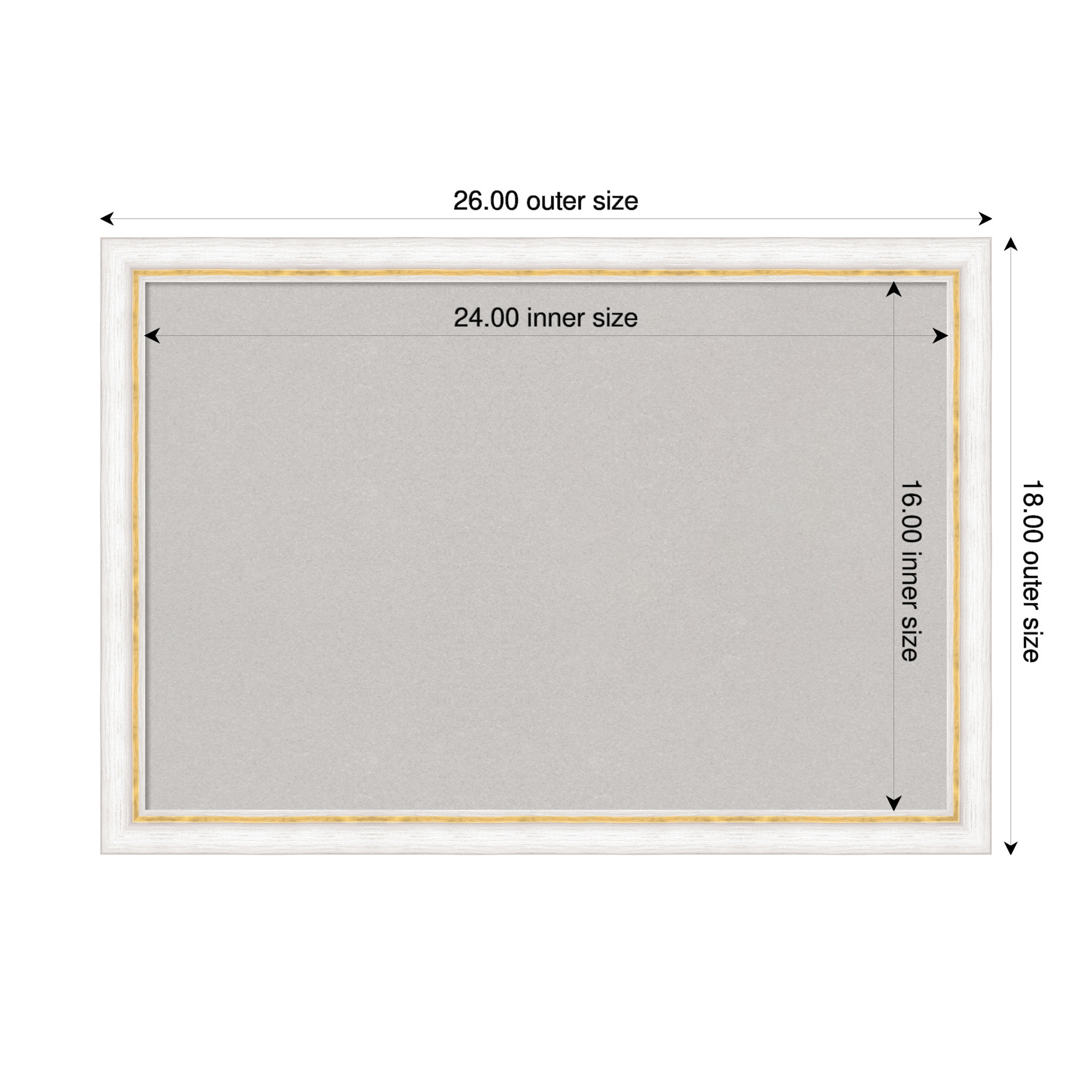 Amanti Art Grey Cork Board Wood Framed Morgan White Gold Bulletin Board 26 in. x 18 in.