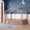 Natural, variant on Full Size House Bed, Wood Montessori Bed Full Floor Bed Frame with Fence Shaped Guardrails and Roof, White