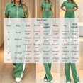 thumbnail image 3 of Wenini Women's Collared Zip Short Sleeve Cropped Top Drawstring Waist Wide Leg Trousers 2 Piece Fashion Tracksuit Set, 3 of 7