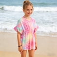 thumbnail image 6 of BOBOGOJP Little Girl Beach Cover Up Dress Ruffle Sleeves Scale Swimsuit Cover Up Kids Bathing Suit Pink for Size 6-7 Years, 6 of 9