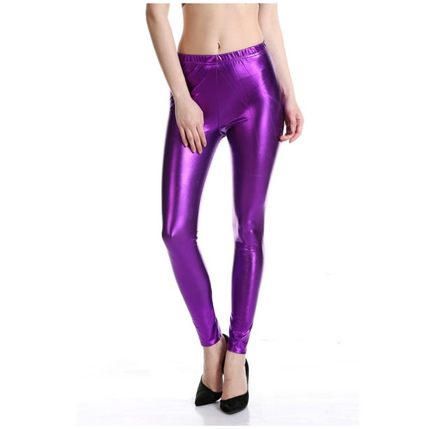 Women's Stretchy Faux Leather Leggings Pants, Sexy Black High
