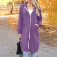 thumbnail image 6 of Vibrex Women Casual Zip up Hoodies Sweatshirt Long Hoodie Jacket Oversized Fall Winter Coats Fashion Women's Solid Color Long Coat Classic Slim Overcoat with Pocket Lightweight Cardigans for Women, 6 of 9
