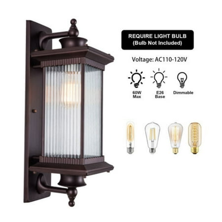 

WANCQ E26 Outdoor Fixture Large Exterior Porch Light w/Seeded Glass Shad