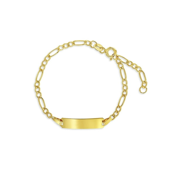 14k Yellow Gold Unisex Adjustable ID Bracelet Engravable Identification Tag 4.5"