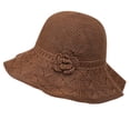 thumbnail image 1 of Sombreros para mujer, de color liso, tejidos con flores, para el sol, de pescador, para playa, de poliéster., 1 of 5