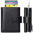 thumbnail image 1 of Cartera de cuero genuino para hombre, primera capa de piel de vaca, tarjetero de aleación de aluminio, tarjetero automático, cartera multifuncional para hombre, cartera para hombre, 1 of 1