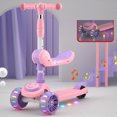 thumbnail image 1 of SANGKEE Scooter, Devil Skate 2 en 1 Kick Scooter, monopatín, luz LED de 3 ruedas con asiento y altura de freno ajustable, mini scooter de juguete para niños y niñas de 4 a 7 años (rosa) brillar  Electrónica, 1 of 5