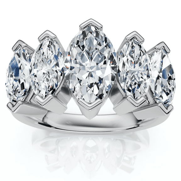 Pompeii 1 1/2ct Marquise Diamond Wedding Ring 14K White Gold Five Stone Anniversary Band