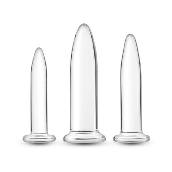 NS Novelties Crystal Trainer Glass 3 Piece Set Anal Plugs Kit, Clear