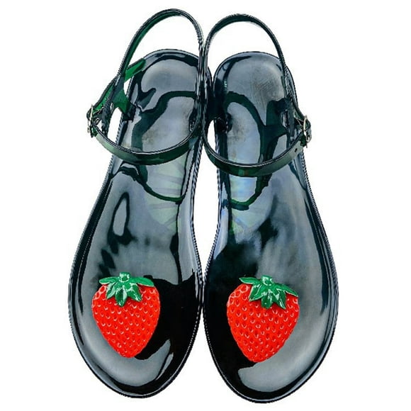 Women Summer Sandals Nonslip Cute Jelly Sandals Flat Sandals with Ankle Straps