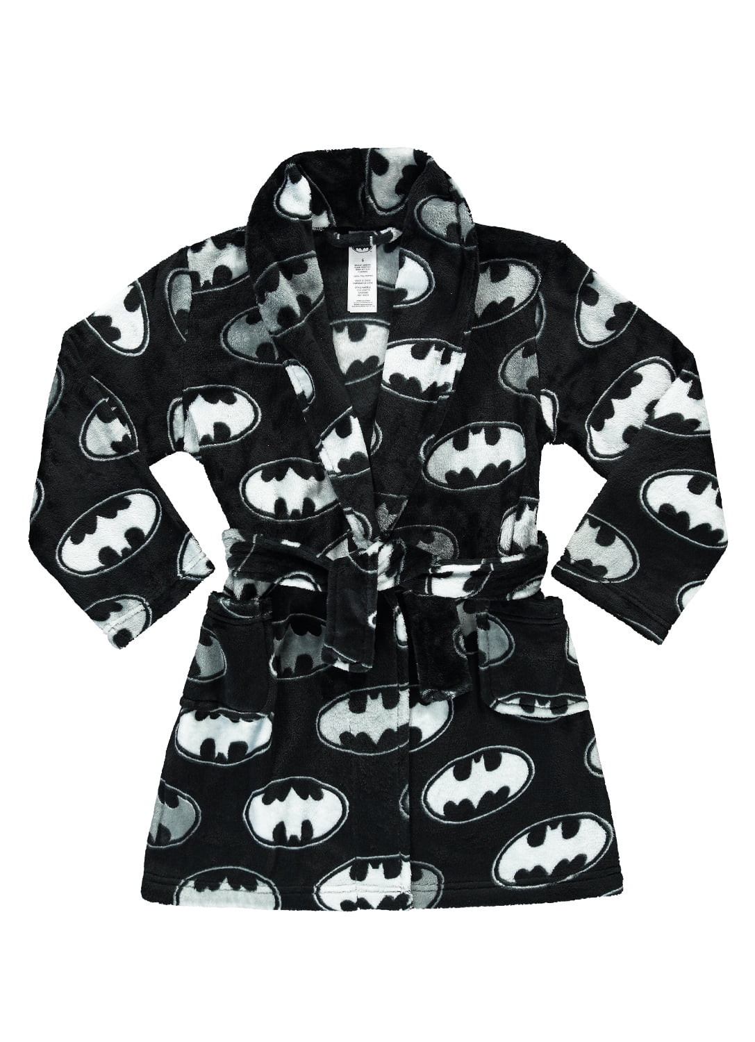 Batman Boys Black Fleece Robe Size 2T 3T 4T 5T 6 8 10 12