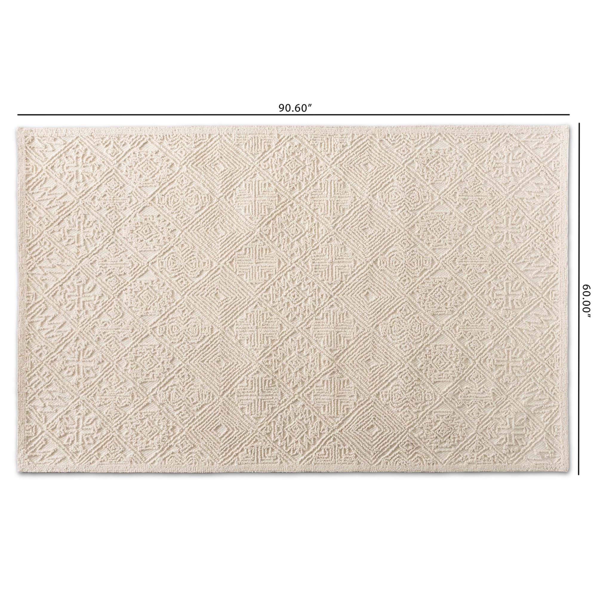Baxton Studio Meltem Modern and Contemporary Ivory Handwoven Wool Area Rug
