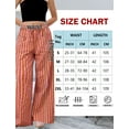 thumbnail image 7 of FEOYA Ladies Casual Pajama Bottoms Wide Leg Women Striped Drawstring Pants Loose Lounge Trousers Low Rise Sleepwear Pants With Pockets L, 7 of 7