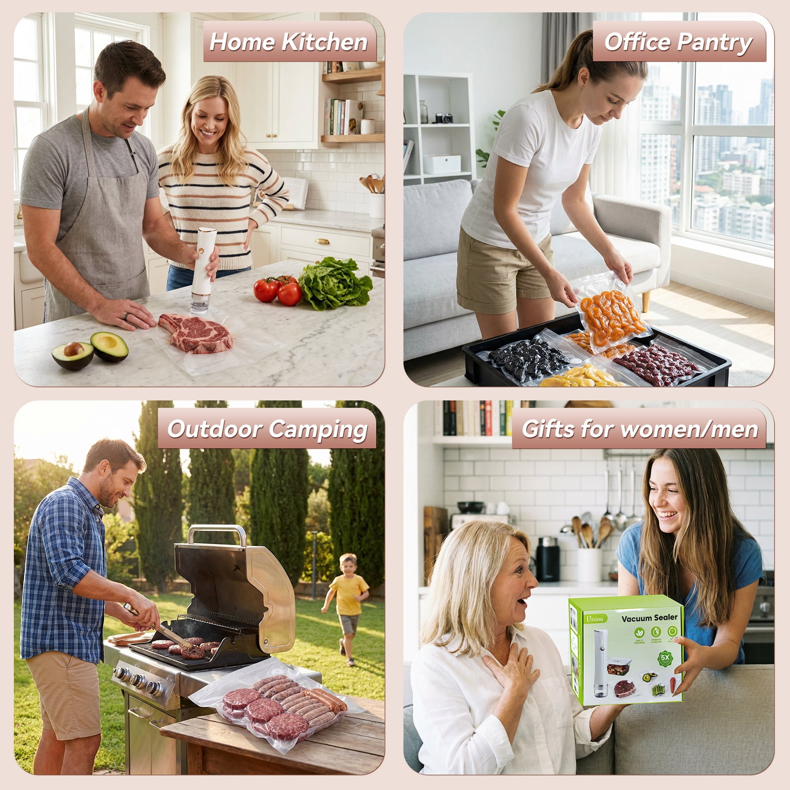 Compact Vacuum Sealer for Food (Vacuum Sealer + 30 Reusable Vacuum Bags)