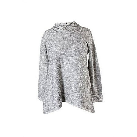 Style & Co. Marled Funnel-Neck Sweatshirt Womens L Petite Gray MSRP $49