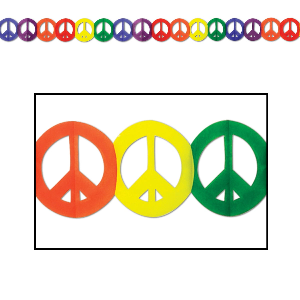 Club Pack Of 12 Rainbow Colored Retro 60 S Peace Sign Garland