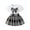 Black, variant on Toddler Girl's 2 Piece Outfit Bow Front Short Sleeve Tee and Plaid Pleated Skirt Set Summer Sweet Stylish Set(White,4-5 Years)