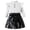 White, variant on GEZHEN Children's Clothing Cool Handsome Girls Solid Color High Neck Long Sleeve Top PU Leather Pleated Skirt Belt Three Suit Relaxed Fit Casual Outfits