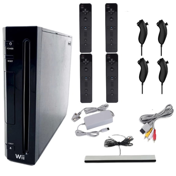Pre-Owned Wii Console Black - 4 Remotes