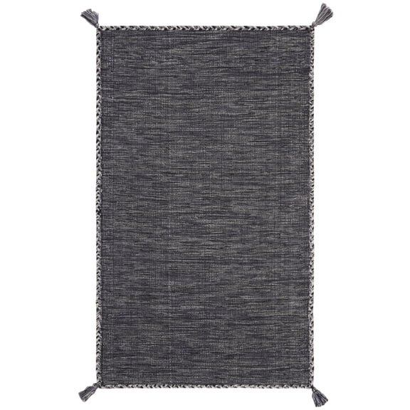 SAFAVIEH Montauk Bijar Solid Cotton Area Rug, Grey/Black, 2' x 3'