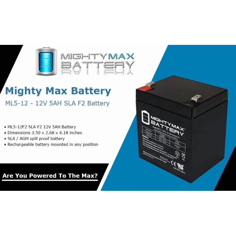 12V 5Ah F2 SLA Replacement Battery for Rotary Lawn Mower 189589