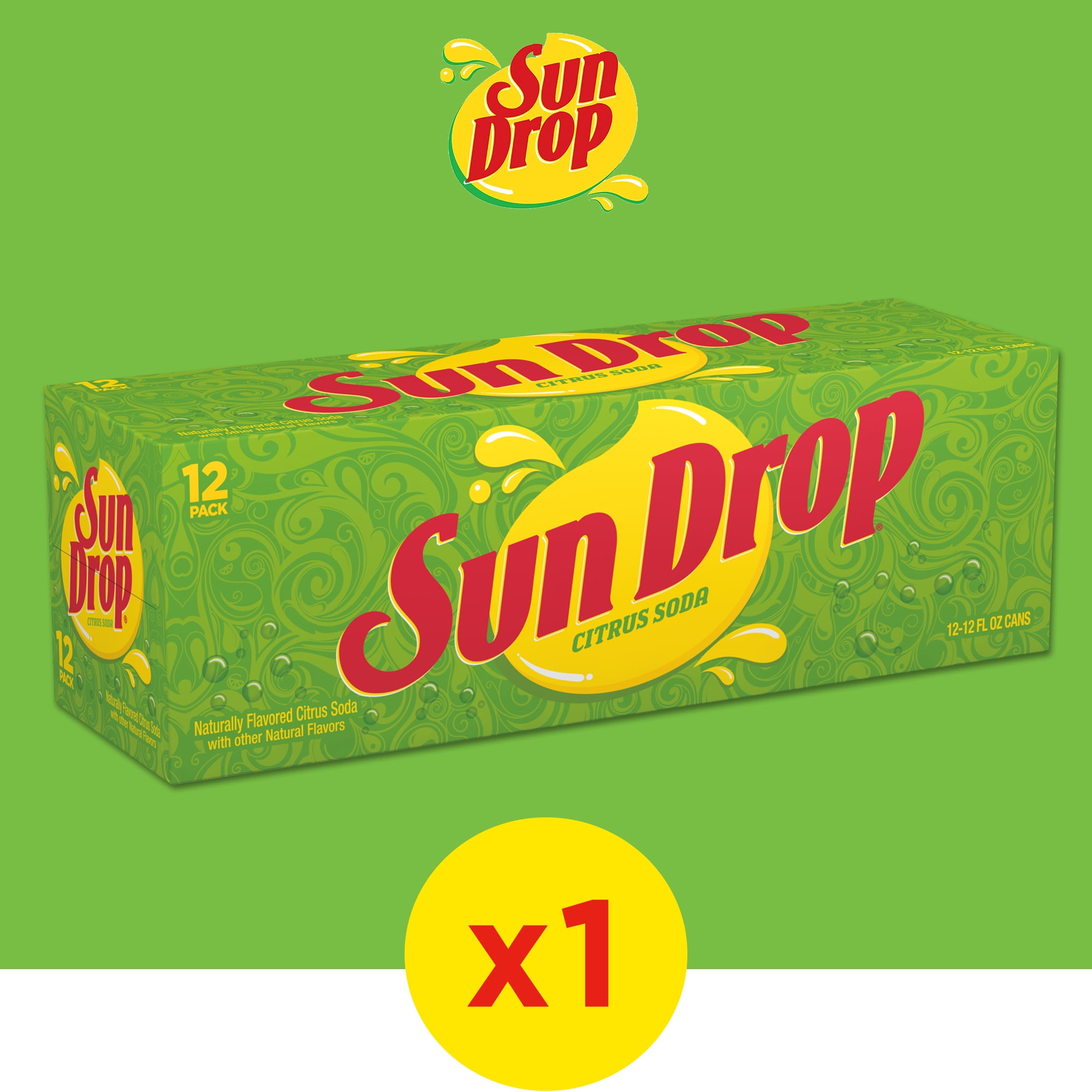 Sun Drop Citrus Soda Pop, 12 fl oz, 12 Pack Cans