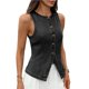 thumbnail image 1 of Chaleco Vaquero Elástico Sin Mangas para Mujer, con Botones y Cuello Redondo, Informal, Estilo Western para Verano Gris Negro XL, 1 of 9
