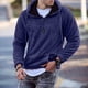 thumbnail image 2 of Hombre Sudadera Con Capucha De Manga Larga Escote Suelto Cremallera Color Puro Moda Hombre Piel Amigable Sudadera Con Capucha Azul Oscuro 3XL, 2 of 4