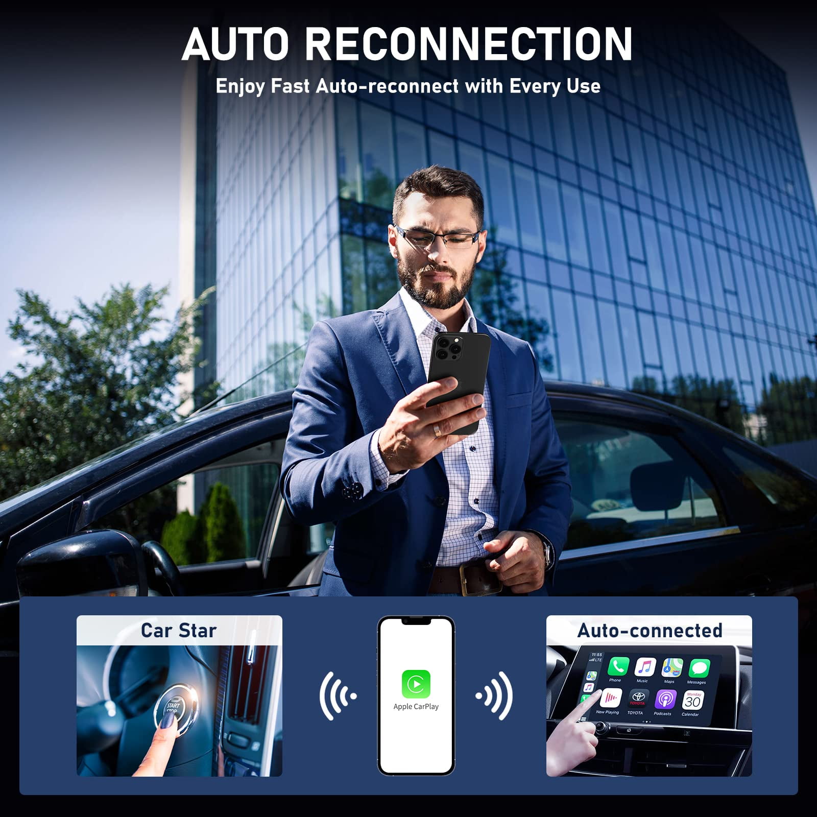 Adaptador Sem Fio Android Auto Para Carros Automotivos Com De Fábrica OEM  Plug & Play Easy Setup , Converte O