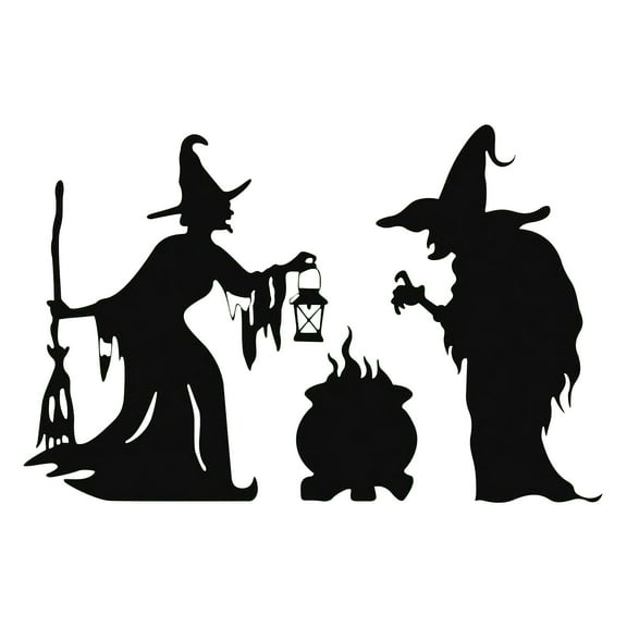 Set of 3 Halloween Yard Signs with Stakes, Black Witch Scary Silhouette Halloween Decorations for Outdoor Yard Lawn Garden Home Decor