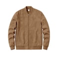 thumbnail image 6 of FRSASU Men's Faux Suede Bomber Jacket Zip‑Up Ribbed Collar Casual Lightweight Outerwear with Side Pockets Beige, 6 of 8