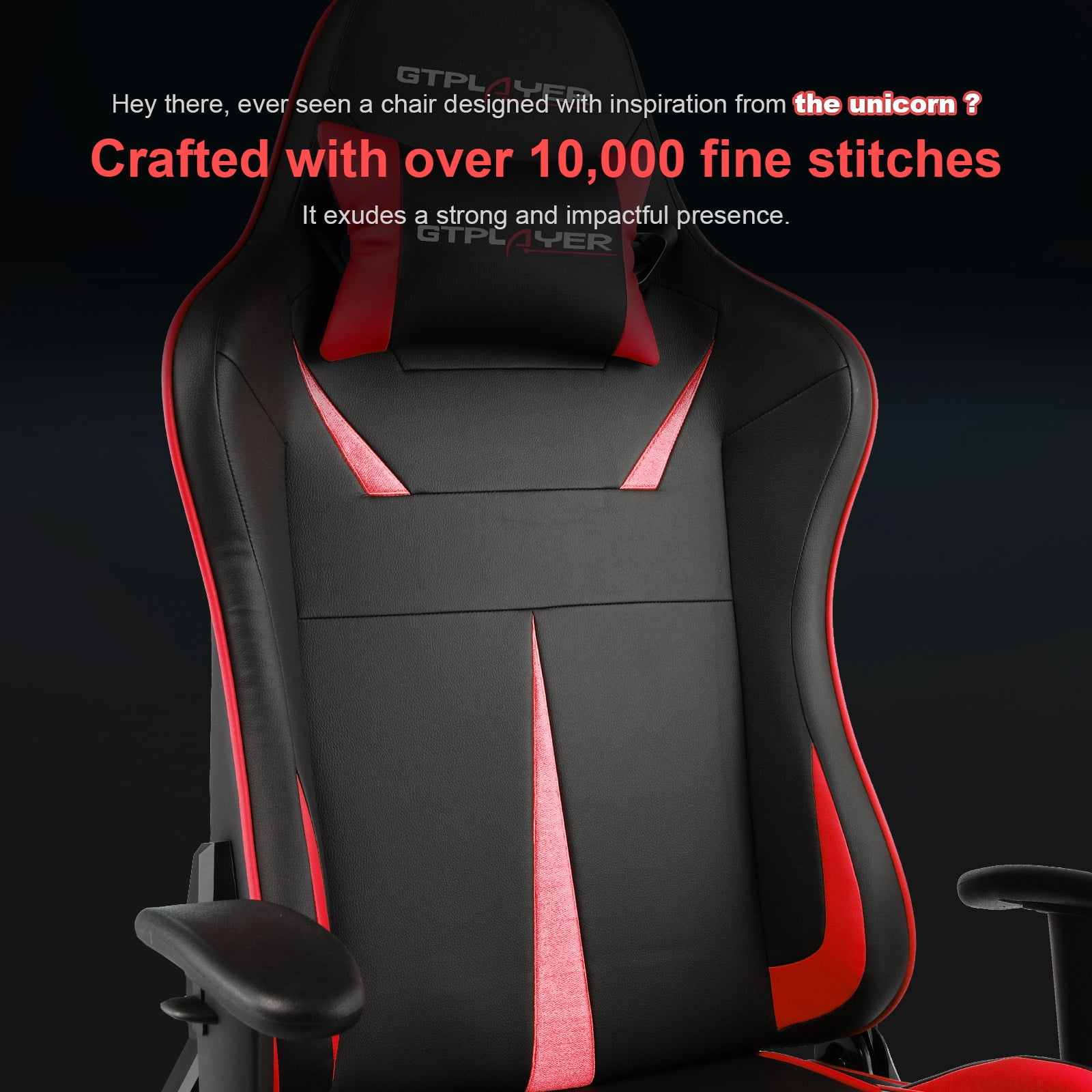 GTRACING Music Gaming Chair with Footrest Ergonomic Reclining PU Leather Office Chair, Red