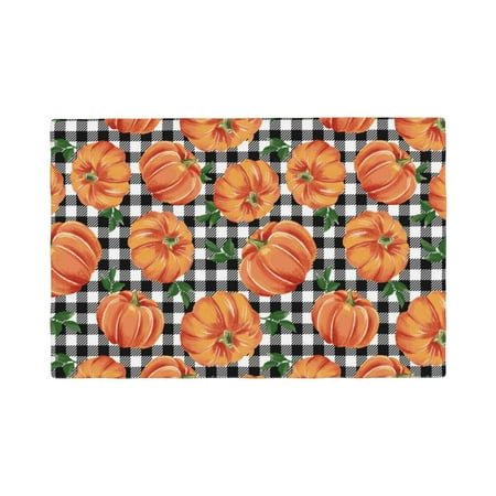 

Placemats Set of 4 / 6 Autumn Pumpkins Gingham Placemats for Dining Table Indoor/Outdoors Heat Resistant Washable Placemats 18 x 12