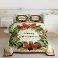 thumbnail image 2 of Manfei Merry Christmas Queen Comforter Set for Kids, Winter Leaf Plant Bedding Sets, Vintage Western Festival Reversible Bedding Comforter Set, Breathable Home Decor, 3pcs, 2 of 8