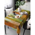 thumbnail image 2 of Abstract Yellow Rectangle Tablecloth, Painting Buildings Geometric Modern Art Waterproof & StainResistant Tablecloth, Washable Oil-proof Table Cover for Dining/Party/Wedding/Camping/Buffet 60x120 In, 2 of 9