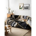 thumbnail image 3 of Black Marble Couch Cover for 2 Cushion Couch, Grey Gold Texture Vintage Farmhouse Art Washable Love Seat Sofa Covers Slipcover, Throw Sofa Covers for Pets, Furniture Protector 71"x102", 3 of 9