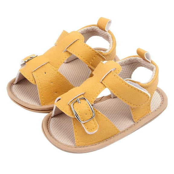 KaLI_store Kids Sandals Toddler Girl Open Toe Flat Sandals Summer Casual Dress Shoes,Yellow