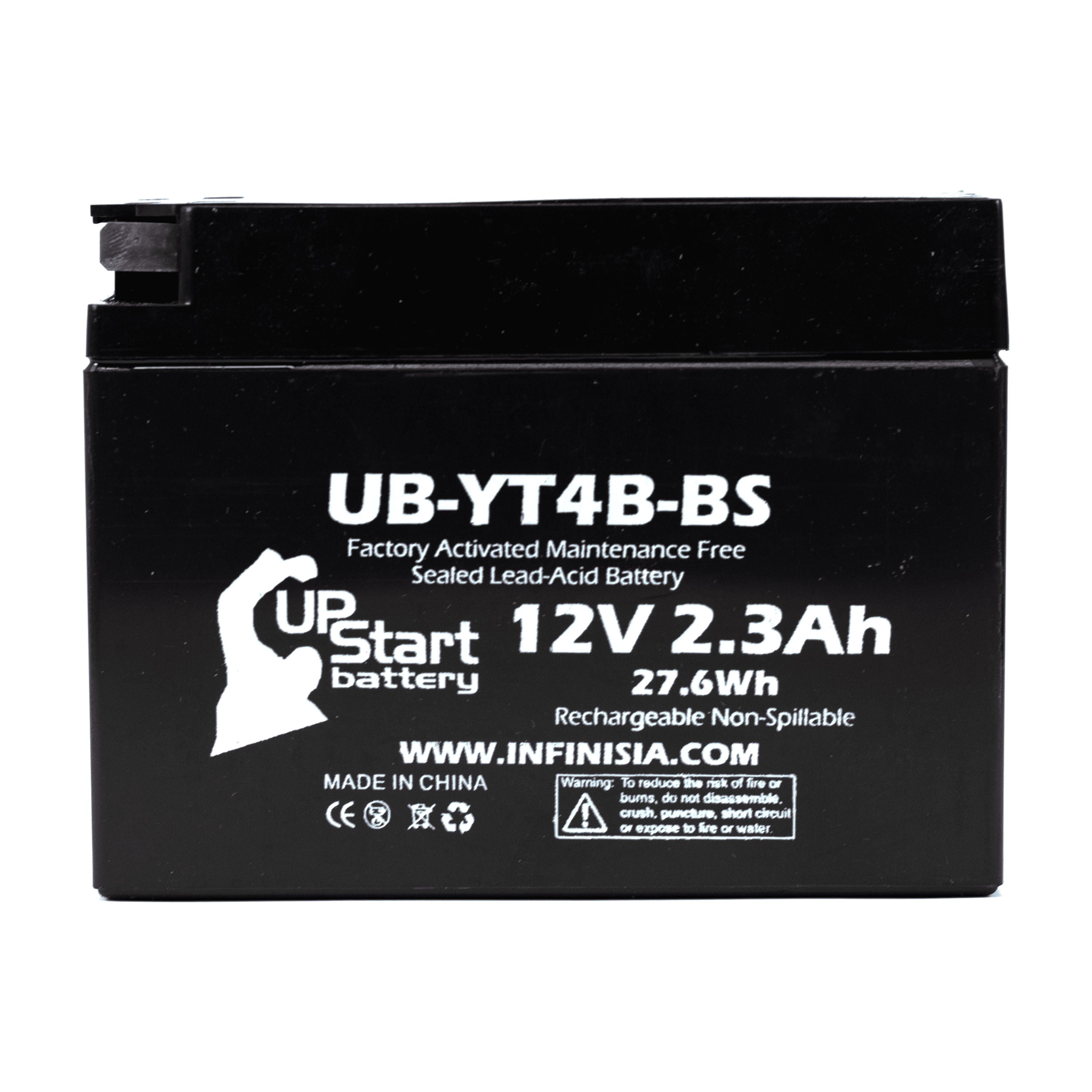 Replacement 2006 Yamaha TTR50E 50CC Factory Activated, Maintenance Free, Motorcycle Battery - 12V 2.3Ah, UB-YT4B-BS
