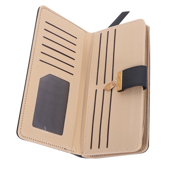 Holder Leaf Zipper Wallet Charming Purse Woman 19.2x10.5cm Black