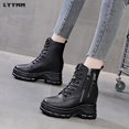 thumbnail image 2 of LYYMM Botas tipo Martins Botas para mujer 2023 Nuevas botas de cuero con forro polar de tiro alto para otoño/invierno, 2 of 5