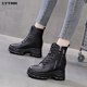 thumbnail image 2 of LYYMM Botas tipo Martins Botas para mujer 2023 Nuevas botas de cuero con forro polar de tiro alto para otoño/invierno, 2 of 5
